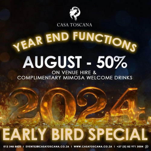 Year End Functions - August Early Bird Special