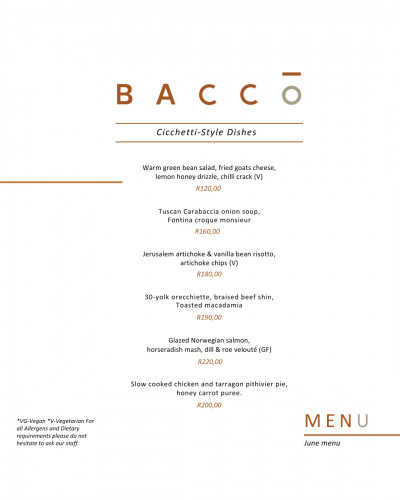 June Cicchetti-Style Menu