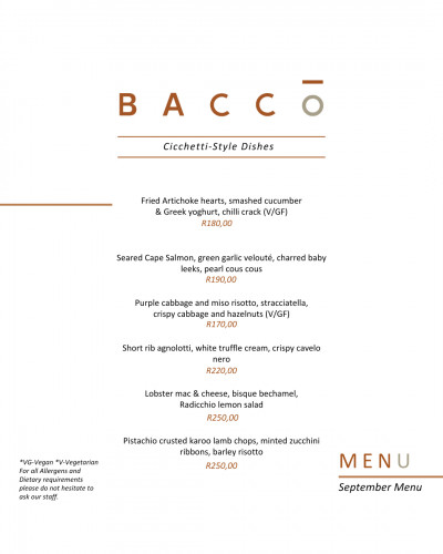 September Spring Menu