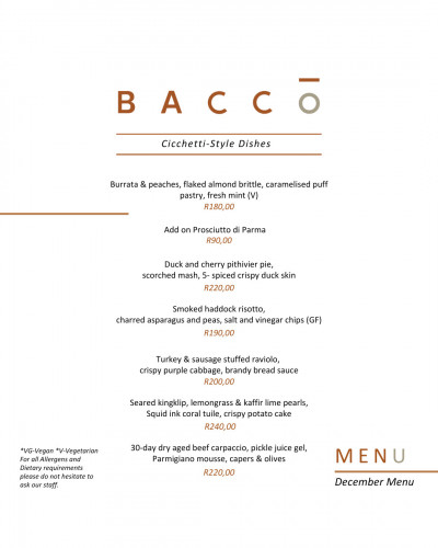 December Cicchetti-Style Menu