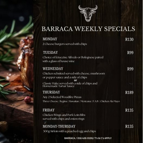 NEW Weekly Specials at Barraca 