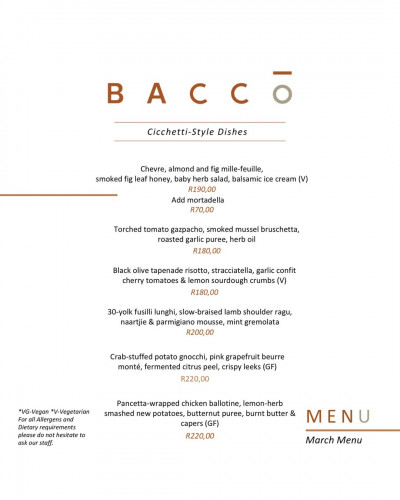 March Cicchetti-Style Menu