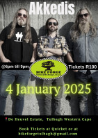 Rock the New Year at Bike Forge! Akkedis live on 4 January 2025 in Tulbagh! 