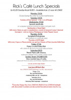 This Week's Specials at Rick's Cafe