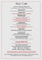 This Week's Specials at Rick's Cafe