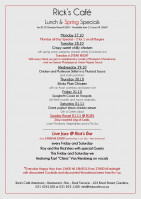 This Week's Specials at Rick's Cafe