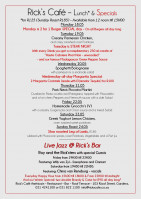 This Week's Specials at Rick's Cafe