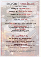 This Week's Specials at Rick's Cafe